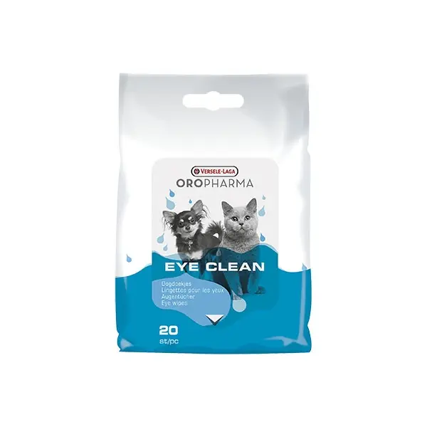 Oropharma EYE CLEAN - напоени с лосион кърпички за ежедневна грижа за очите на кучето и котето - 20 бр
