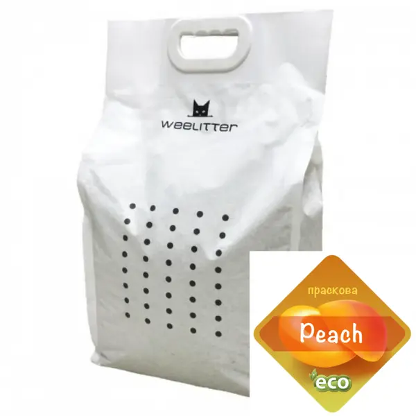 WeeLitter Peach - Натурална, биоразградима соева котешка тоалетна, аромат праскова