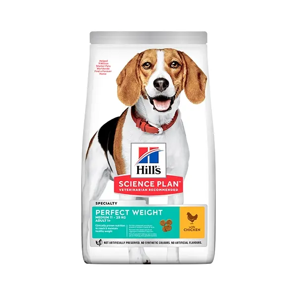 Hill's Science Plan Canine Adult Perfect Weight Medium 2 kg – За намаляване и поддържане на теглото при кучета от средни породи (10-25 кг) над 1 година