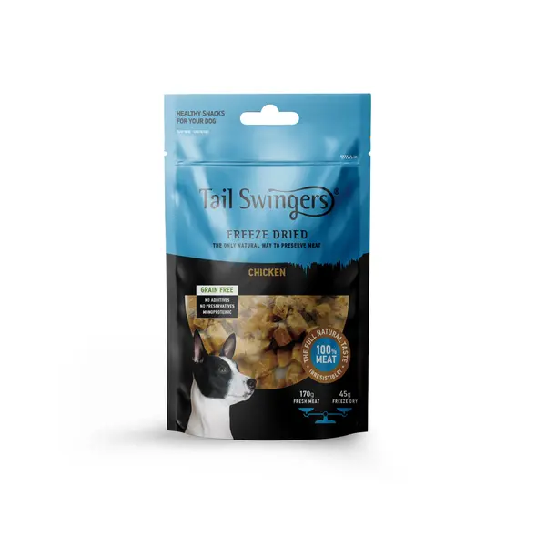 Pet Interest Tail Swingers Chicken 45 g - Висококачествени лакомства, приготвени от 100% прясно сурово месо.
