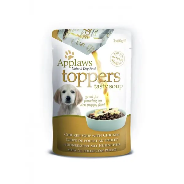 Applaws Dog Toppers Chicken Soup 3 x 60g - Овкусител за подрастващи  кученца с пилешко, пауч