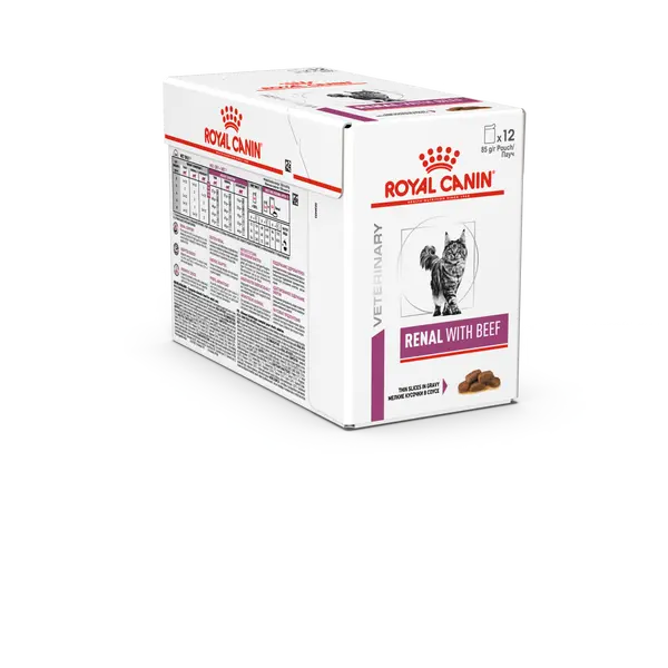 Royal Canin Renal Beef Cat Pouch 12x85 гр - Мокра храна с говеждо за котки с хронична бъбречна недостатъчност