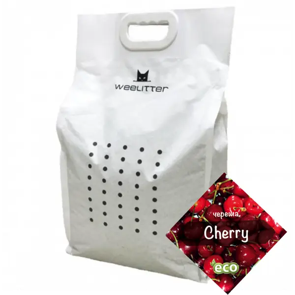 WeeLitter Cherry - Натурална, биоразградима соева котешка тоалетна, аромат череша