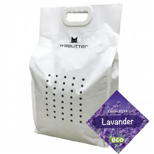 WeeLitter Lavander - Натурална, биоразградима соева котешка тоалетна, аромат лавандула