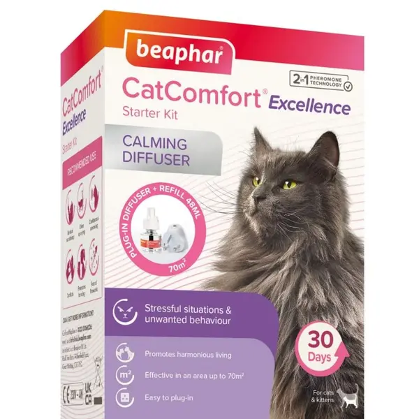 Beaphar Cat Comfort Diffuser - дифузер с електрическо захранване, с включен спрей с феромони 48 мл.