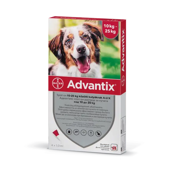 Bayer Advantix Spot On 40-60 кг - КУТИЯ (4бр. пипети)