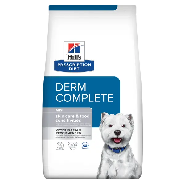 Hill's PRESCRIPTION DIET Derm Complete Mini - лечебна суха храна за кучета с хранителни алергии и алергии от околната среда - 1 кг