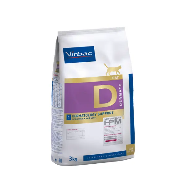 Virbac Cat Dermatology Support D - Диетична храна за котки с дерматологични проблеми - 3 кг