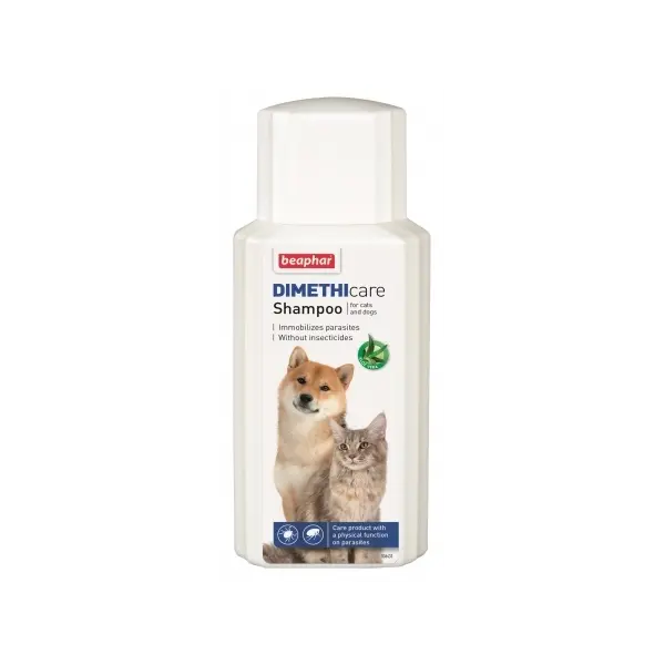 Beaphar Dimethicare Shampoo - Шампоан за куче и коте против бълхи, кърлежи, комари, пясъчни мухи и други 200ml
