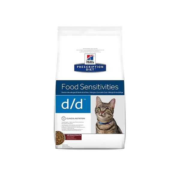Hill's Prescription Diet d/d Venison & Green Pea - за подсилване на кожната бариера при котки, с еленско и грах - 1.5 кг