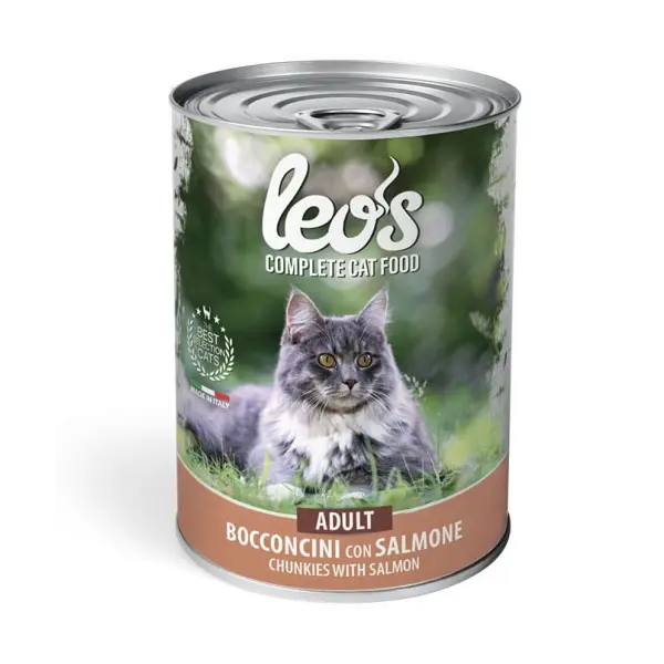 Leo’s Adult със сьомга – консерва хапки в сос – за котки в зряла възраст - 415 гр