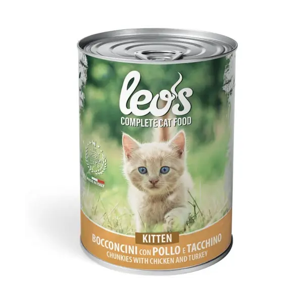 Leo’s Kitten с пилешко и пуешко – хапки с пилешко и пуешко – за подрастващи котенца - 415 гр