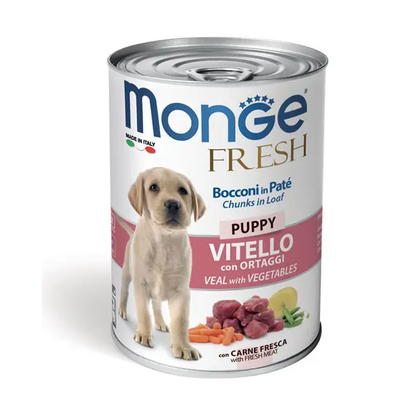 MONGE FRESH Puppy veal with vegetables - хапки за подрастващи кучета с телешко и зеленчуци - 400 гр
