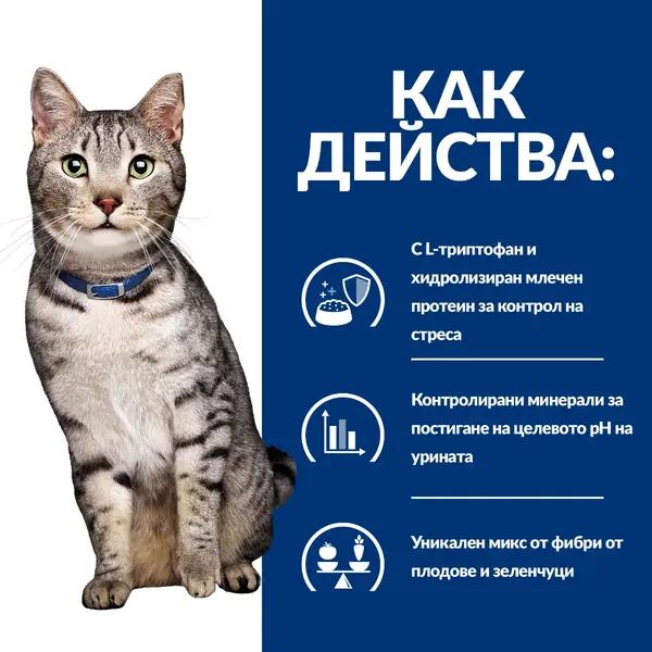 Hill's PRESCRIPTION DIET c/d Urinary Stress + Metabolic - лечебна суха храна с пилешко за котки с наднормено тегло и уринарни проблеми