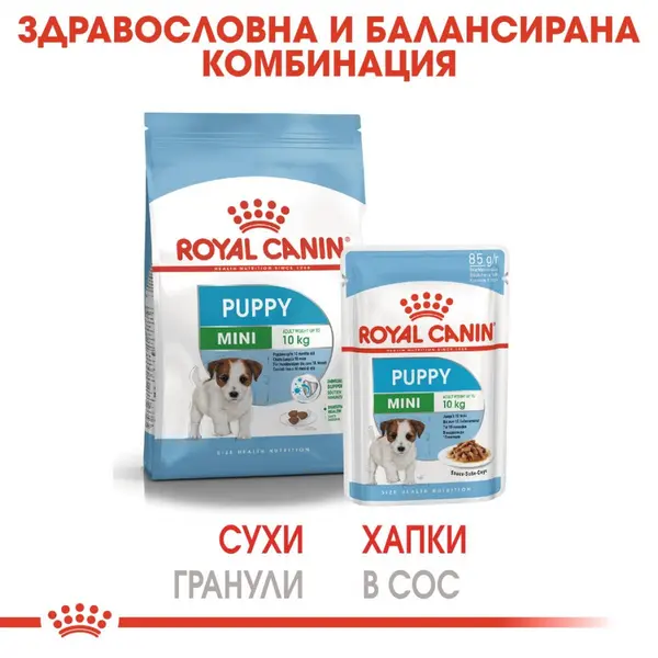 ROYAL CANIN® MINI PUPPY Pouch 12x85g - Пълноценна храна за подрастващи кучета от дребни породи