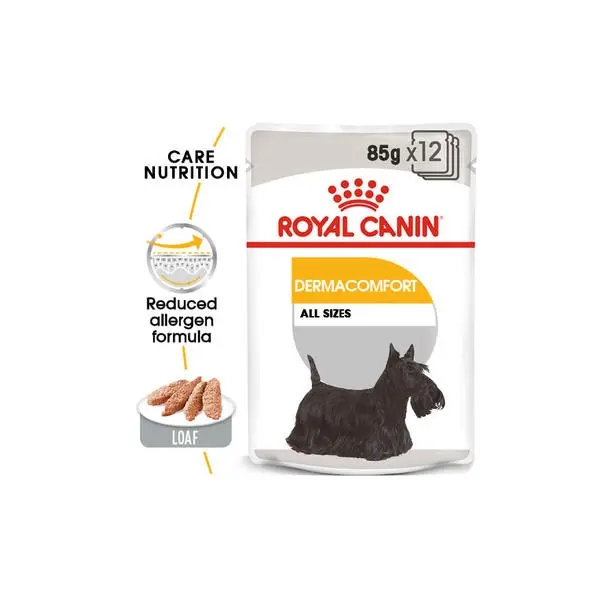 Royal Canin CCN DERMACOMFORT LOAF 12x85g - За кучета, предразположени към кожни раздразнения и сърбеж.