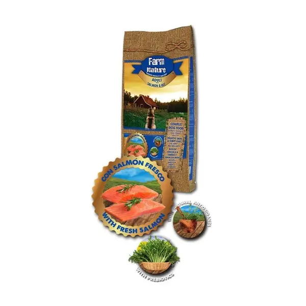 Farm Nature Adult Salmon and rice - храна за кучета в зряла възраст, сьомга с ориз