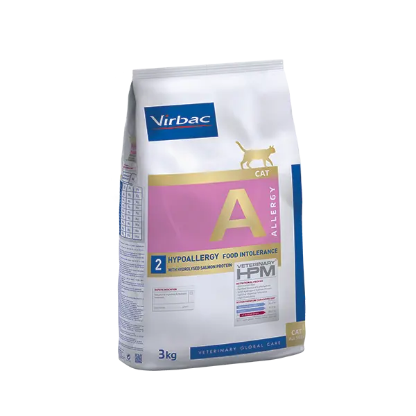 Virbac Cat Hypoallergy A - Диетична храна с хидролизиран протеин от сьомга за котки с хранителни алергии - 3 кг