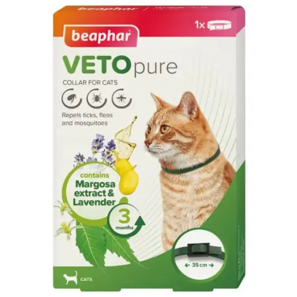 Beaphar Veto Pure Bio Collar for Cats - репелентен нашийник за котка със срок на действие 3 месеца