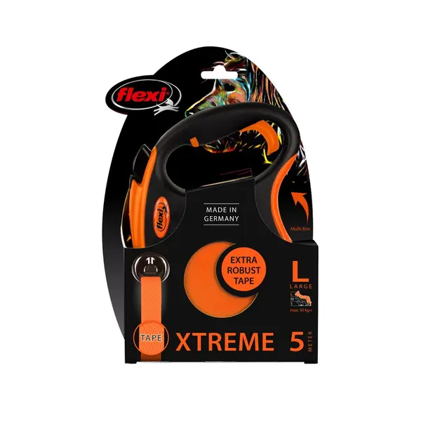 Flexi Xtreme S - най-здравият автоматичен повод - 5 метра лента, за кучета до 20 кг.