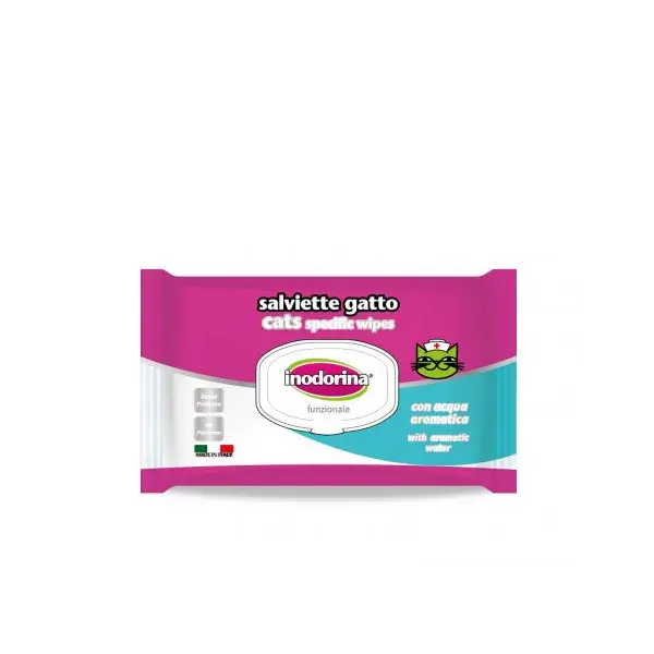 Inodorina Functional Specific for Cats - No perfume - Мокри кърпички за котки без парфюм - 40 бр.