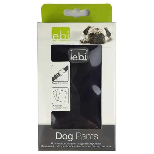 EBI Pants - гащички за куче, черни, с включени 3 подложки - XL - 50 - 59 cm