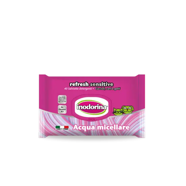 Inodorina Refresh Sensitive With Micellar Water - Мокри кърпички с мицеларна вода - 40 бр.