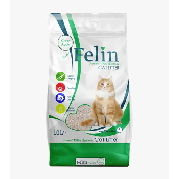 FELIN GREEN APPLE - натурална котешка тоалетна от бентонит с аромат на зелена ябълка