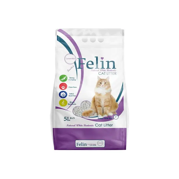 FELIN LAVENDER - натурална котешка тоалетна от бентонит с аромат на лавандула