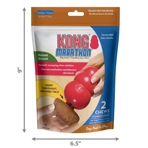 KONG Marathon 2-pk Peanut Butter М- лакомство с фъстъчено масло за кучета с тегло от 7 до 16 кг - 2 броя