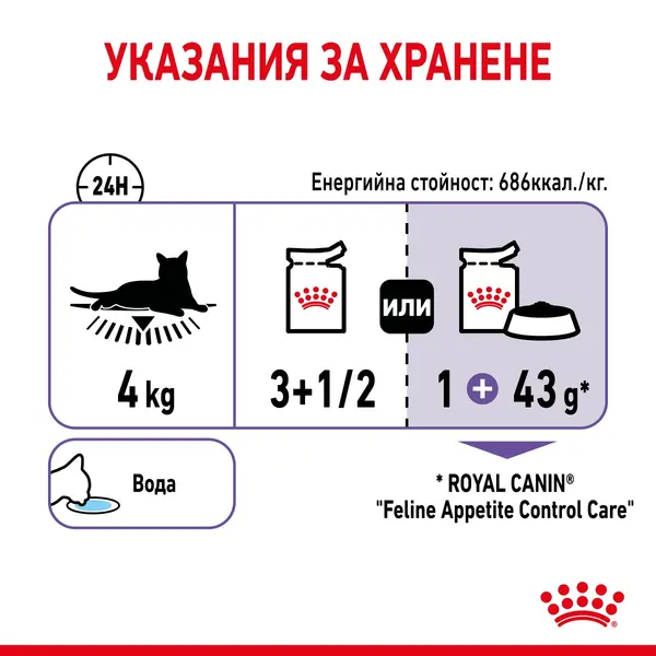 Royal Canin Appetite Control Pouch -  Пауч за котки в зряла възраст за контролиране поведението на просене - 12x85 гр