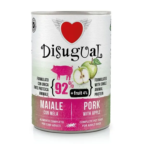 Disugual FRUIT Pork with Apple - пълноценна храна за кучета с един източник на животински протеин, свинско с ябълки