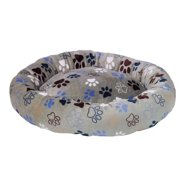 Nobby Donut Classic LISSI - меко легло за кучета, бежово с лапички, Ø 70 x 15 см