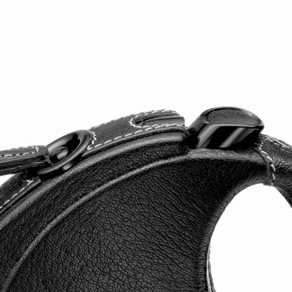 Flexi Leather  Brown M - Луксозен автоматичен повод, oбшит с естествена козя кожа - кафяв