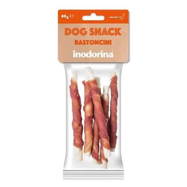 Inodorina Duck Saltines  - лакомство за куче - кожени солети, обвити в патешко филе - 80 гр
