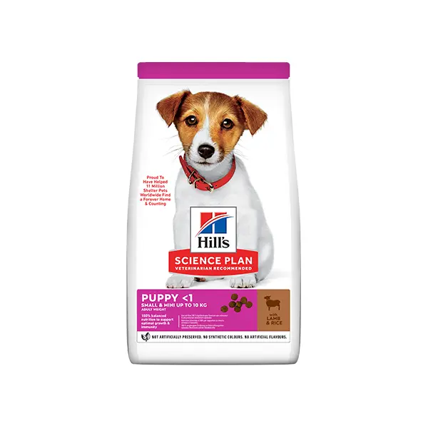 Hill’s Science Plan Puppy Small & Mini с агнешко - Пълноценна суха храна за дребни и миниатюрни породи кучета от отбиване до 1 година. За бременни и кърмещи кучета - 300 гр