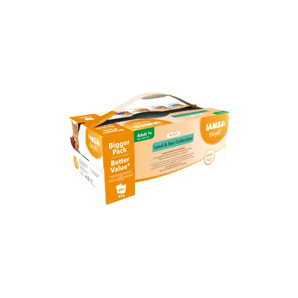 IAMS Cat Pouch Mega Pack Land & Sea Collection in Jelly  - Паучове за котка, микс вкусове с месо и с риба в желе - 48 х 85 гр