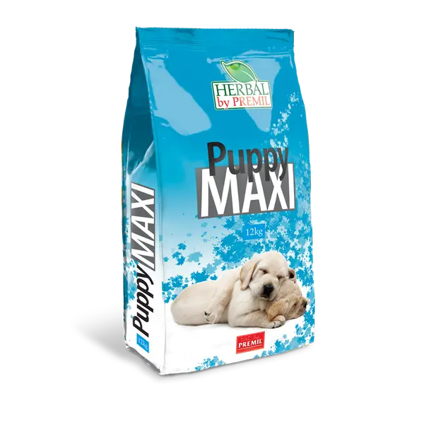 Premil Puppy Maxi - пълноценна храна за подрастващи кучета от едри и гигантски породи с риба тон и билки - 12 кг