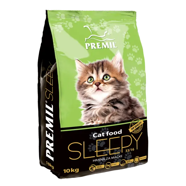 Premil Sleepy/Kitten - пълноценна храна за подрастващи котенца до 1 година, бременни и кърмещи котки с пилешко и патешко месо