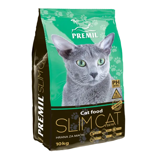 Premil Slim cat - пълноценна храна за кастрирани и предразположени към наднормено тегло котки