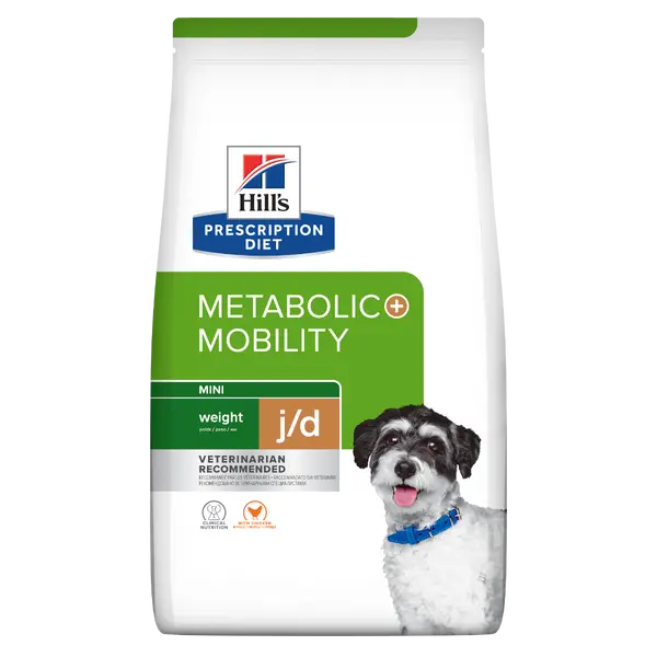 Hill's PRESCRIPTION DIET Metabolic + Mobility Mini - лечебна суха храна за кучета от дребни породи с наднормено тегло и ставни проблеми, с пилешко