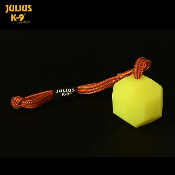 Julius K9 - флуоресцентна IDC топка с връв, 60мм, два цвята-жълт