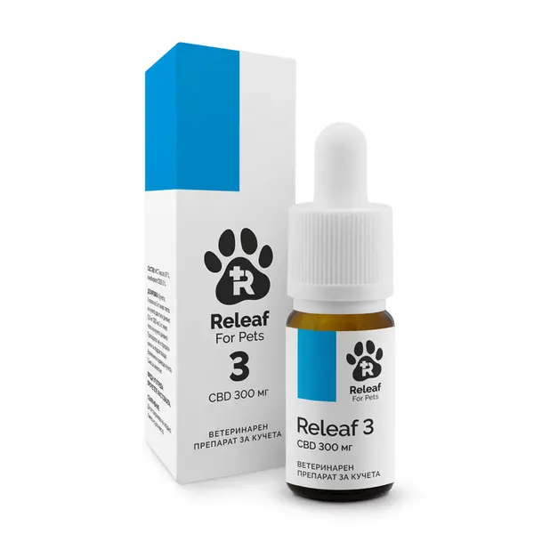 Releaf For Pets 3 - 300мг. Широкоспектърно CBD масло в MCT масло за животни - 10мл.
