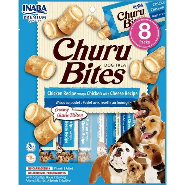 Inaba Churu Bites Chicken with chiken and cheese - Рулца от пилешко с крем пълнеж от пилешко и сирене 8 бр. в пакет
