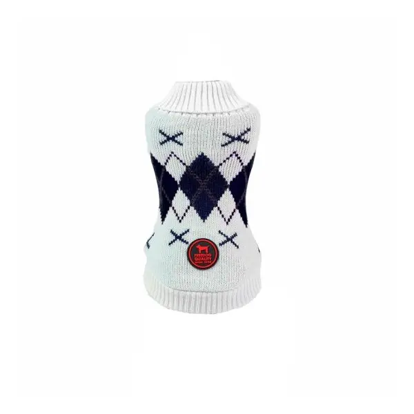 FreeDog Jersey Diamond Blanco- пуловер, бялс диамантена шарка, различни размери