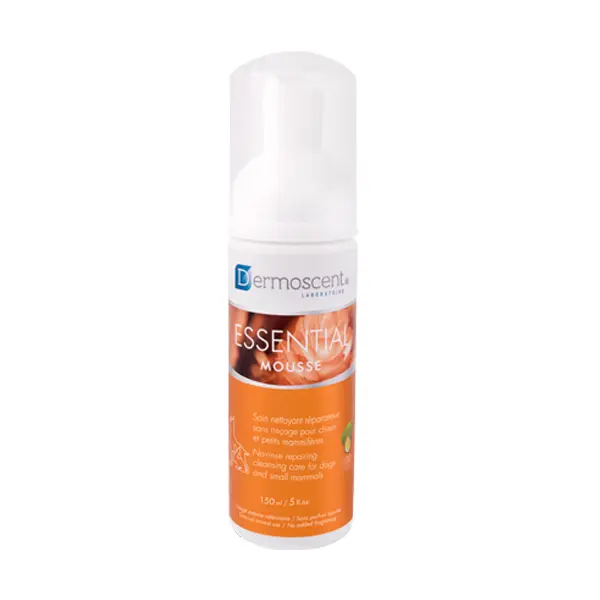 Dermoscent Essential Mousse for dogs and small mammals – пяна за сухо почистване, без изплакване за кучета и дребни бозайници - 150 мл