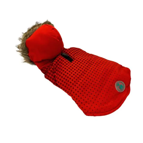 FreeDog Abrigo Red Dot - яке за кучета, червен цвят на точки, различни размери