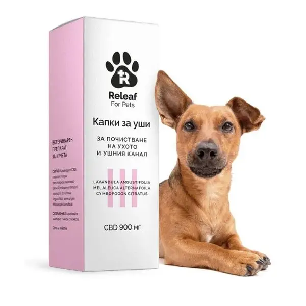 Releaf For Pets - капки за уши 3% CBD - при възпаления, инфекции и алергии - 30 мл
