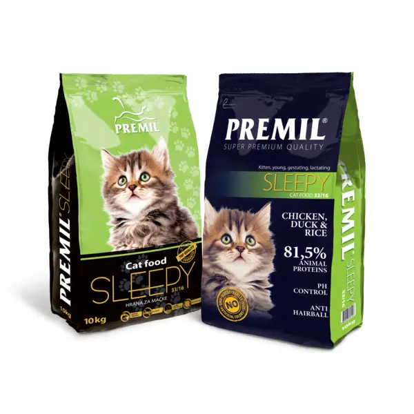 Premil Sleepy/Kitten - пълноценна храна за подрастващи котенца до 1 година, бременни и кърмещи котки с пилешко и патешко месо