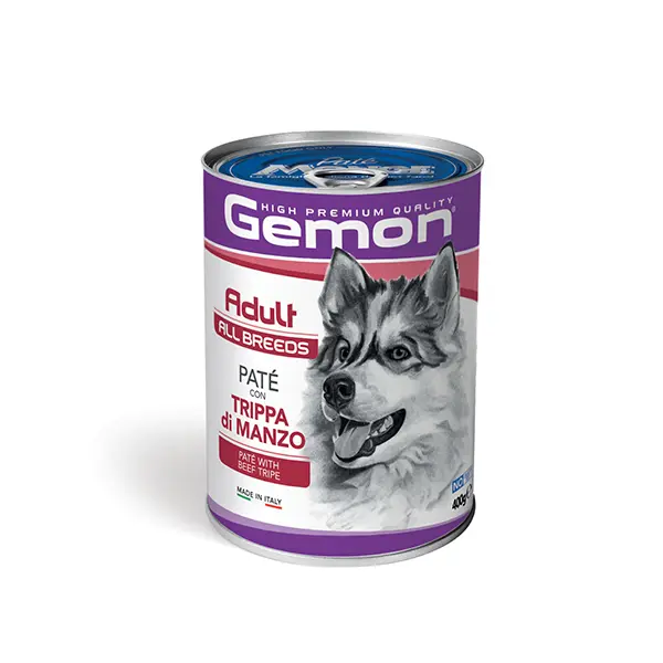 GEMON Adult Dog Paté with Beef Tripe  400 g - Пълноценна мокра храна за кучета в зряла възраст от всички породи, консерва пастет с телешко шкембе 400 гр